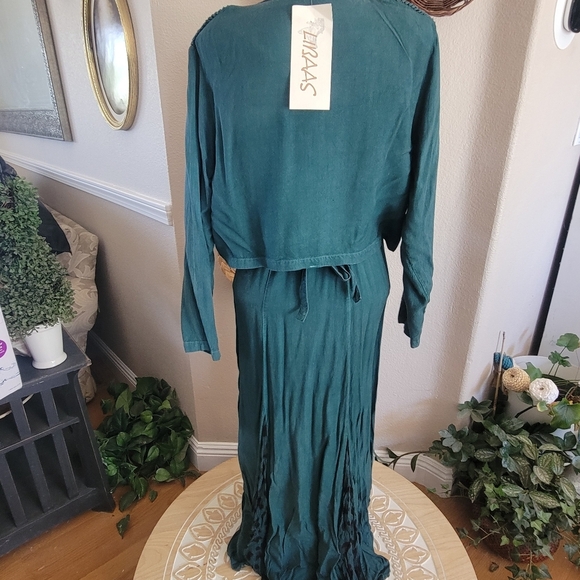 Libaas Teal Embroidered Maxi Dress with Jacket Sz L - Picture 5 of 10